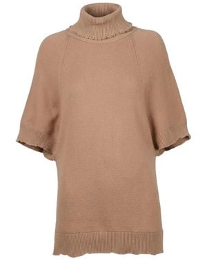 Valentino Garavani Distressed-Detail Roll-Neck Jumper - Natural