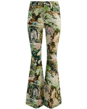 Alice + Olivia Beautiful Printed Flared Trousers - Green