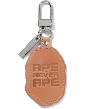 A Bathing Ape Ape Head Leather Keyring - White