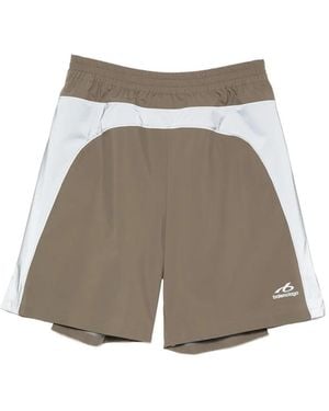 Balenciaga Logo-Print Panelled Track Shorts - Grey