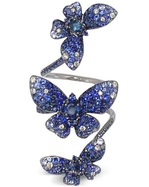 Stefere Anello Butterfly Con Zaffiro E Diamanti - Blu