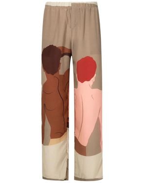 Amir Slama Graphic-Print Straight-Leg Trousers - Brown
