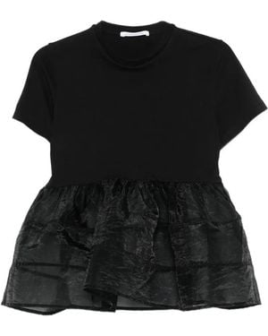 Cecilie Bahnsen T-Shirt Péplum David À Volants - Black