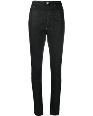 Philipp Plein High-Waisted Denim Leggings - Black