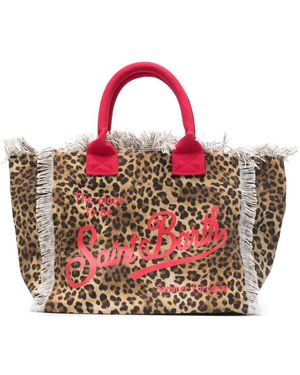 MC2 Saint Barth Vanity Leopard-Print Frayed Shoulder Bag - Pink