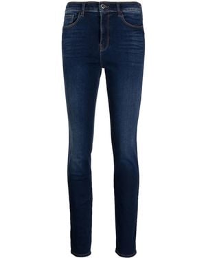 Emporio Armani Logo-Embroidered Skinny Jeans - Blue