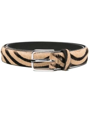 Liviana Conti Zebra-Print Leather Belt - White
