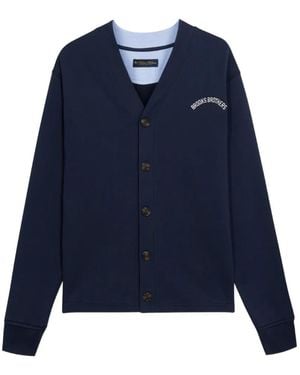 Brooks Brothers Logo V-Neck Cardigan - Blue