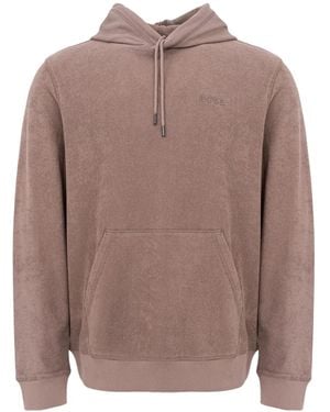BOSS Embroidered-Logo Hoodie - Brown