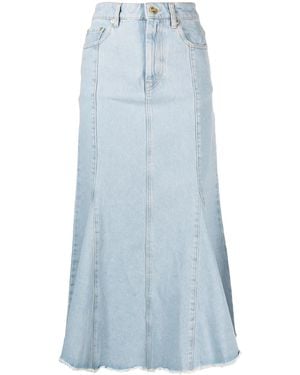 Ganni Denim Peplum Midi Skirt - Blue
