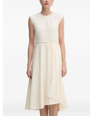 DKNY Cap-Sleeve Cinched Dress - Natural