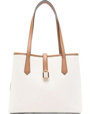 Karl Lagerfeld Padlock Leather-Trimmed Tote Bag - White
