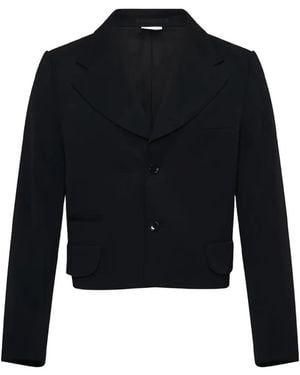 Comme des Garçons Notched-Lapels Cropped Blazer - Blue