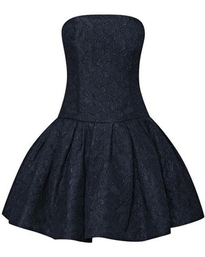 Oscar de la Renta Robe-Bustier À Fleurs Brodées - Bleu