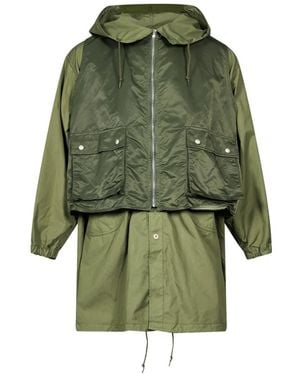 Comme des Garçons Layered-Design Hooded Coat - Green