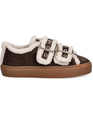 Inuikii Shearling-Trim Buckle-Fastening Sneakers - Brown