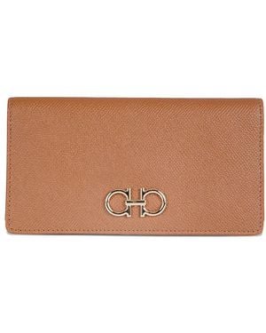 Ferragamo Gancini Leather Wallet - Brown