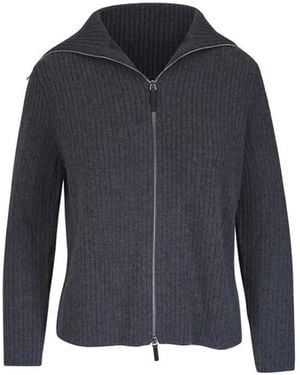 Lafayette 148 New York Ribbed Zip Cardigan - Blue