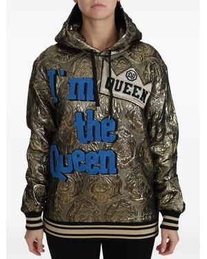 Dolce & Gabbana Rose-Brocade Embroidered Hoodie - Grey