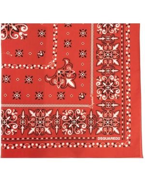 DSquared² Paisley-Print Cotton Bandana Scarf - Red