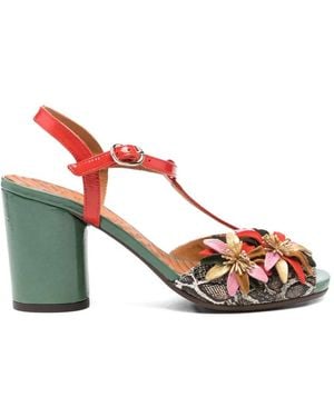 Chie Mihara Uliva Floral Snake-Effect Leather Sandals - Pink