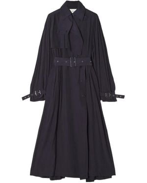 Lanvin Pleated Belted Trench Coat - Blue