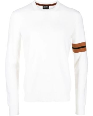 ZEGNA サイドストライプ セーター - ホワイト