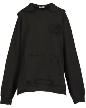 VIVAMUS Distressed Logo-Patch Hoodie - Black