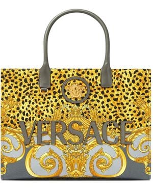 Versace Leopard-Print Baroque Tote Bag - Yellow