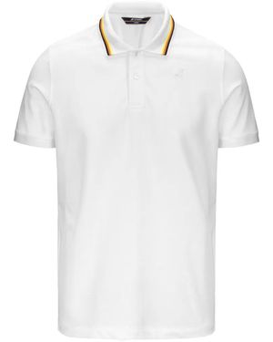 K-Way Jud Striped-Collar Polo Shirt - White