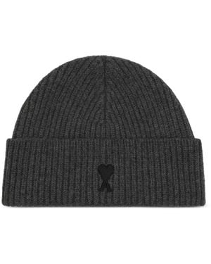 Ami Paris Ami De Coeur Wool Beanie - Black