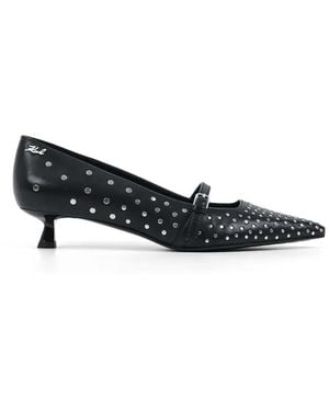 KARL LAGERFELD Stud-Embellished Pointed-Toe Court Shoes - Black