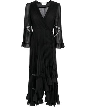 Twinset Pleated Lace-Trim Dress - Black