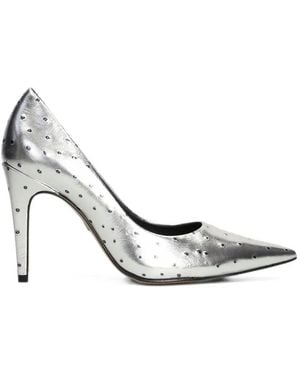 Carrano Gio Perforated Pointed-Toe Heeled Pumps - White