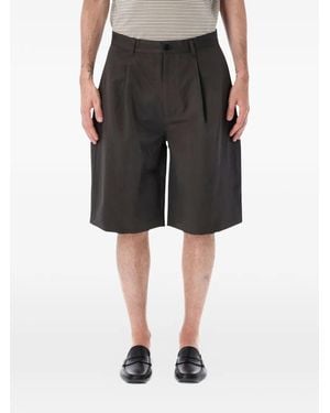 Still By Hand Pleated Wide-Leg Shorts - Black