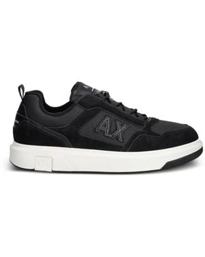 ARMANI EXCHANGE Panelled Logo-Patch Trainers - Black