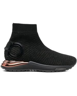 Ferragamo Gardena Sock Ankle Trainers - Black