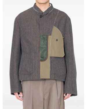Kolor Herringbone Panelled Jacket - Grey