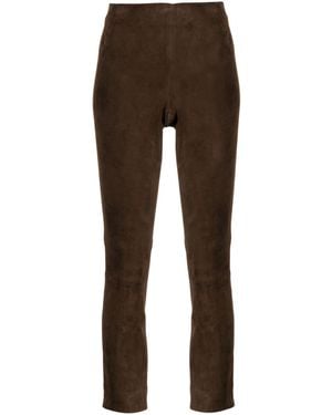 Vince Cropped Suede Trousers - Brown