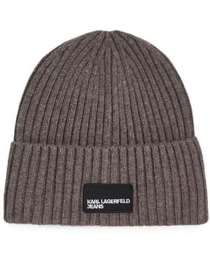 KARL LAGERFELD Beanie Mit Logo-Patch - Braun