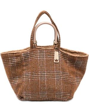 La Milanesa Borsa Tote Silvia A Quadri - Marrone