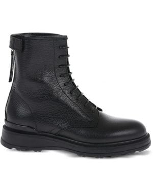 Woolrich Hammered-Leather Lace-Up Boots - Black