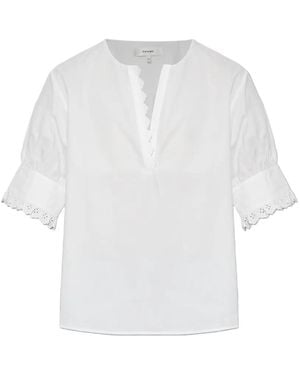 FRAME Broderie-Anglaise Puff-Sleeve Top - White