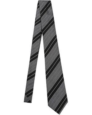 Saint Laurent Striped Tie - Black