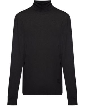 Dolce & Gabbana Logo-Detail Turtleneck Sweater - Black