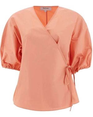 The Loom Puff-Sleeve Wrap-Design Blouse - Pink