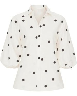 Alexis Blusa Cambridge Con Motivo De Lunares - Blanco