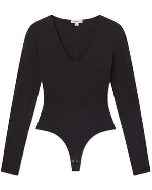 Agolde Long-Sleeve V-Neck Bodysuit - Black