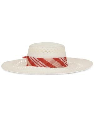 Ermanno Scervino Wide-Brim Vichy-Print Hat - Pink