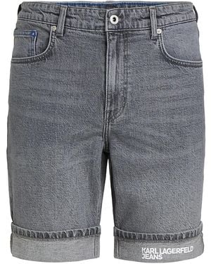 KARL LAGERFELD Slim-Fit Denim Shorts - Grey